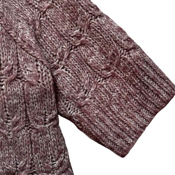 Loft Ann Taylor Alpaca Wool Blend Cardigan Women’s L Open Front Plum - Picture 9 of 12
